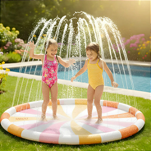 Tapete De Água Infantil Splash Pad - Com Jatos De Água Cor Rosa
