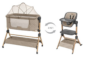 Sleat Me Beige 2in1 Kikkaboo Berço Bedside + Cadeira de Alimentação