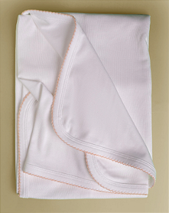 Manta Lisa com Picueta Salmão - Branco Liso