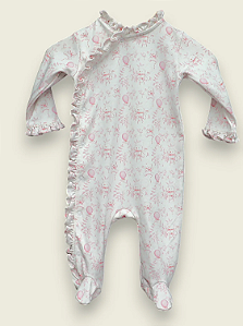 Macacão Viés Balões Rosa Algodão Pima - Tam: P