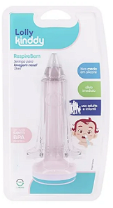 Seringa Lavagem Nasal Ponta Macia Silicone Lolly 15ml Cor Rosa