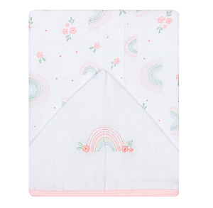 Toalha De Fralda 1 Camada Papi Soft C/ Capuz Bordado 1,10M X 90Cm - Arco de Flores