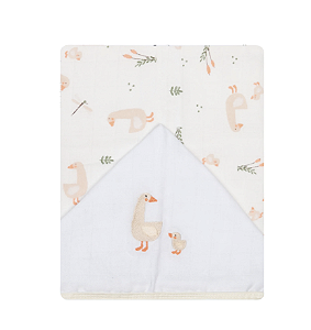 Toalha De Fralda 1 Camada Papi Soft C/ Capuz Bordado 1,10M X 90Cm - Passeio dos Patinhos