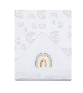 Toalha De Fralda 1 Camada Papi Soft C/ Capuz Bordado 1,10M X 90Cm - Reino Arco Iris