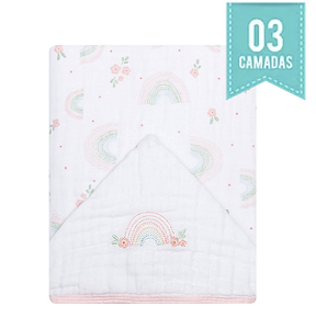 Toalha De Banho Papi Soft Com Capuz Bordado 90Cm X 75Cm - Arco de Flores