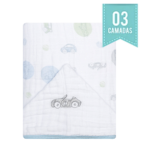 Toalha De Banho Papi Soft Com Capuz Bordado 90Cm X 75Cm - Corrida de Carros