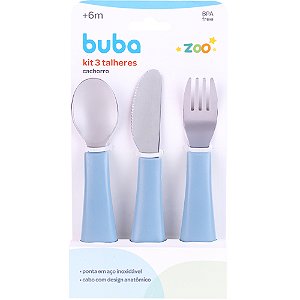 Kit de 3 Talheres Buba Zoo - Azul