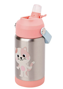 Garrafa Térmica com Canudo Zoo Gatinha