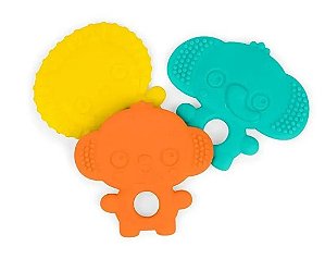 Kids II - Bright Starts Gummy Buddies 3-Pack mordedores texturizados, elefante, leão, macaco