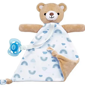 Ursinho com Prendedor de Chupeta Soninho Azul