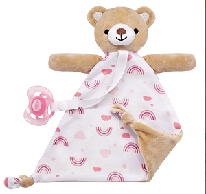 Ursinho com Prendedor de Chupeta Soninho Rosa