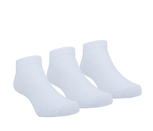 Kit meia lisa 3 prs/tag cano baixo 26-30 branca unissex Pimpolho