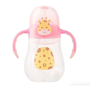 Copo de treinamento bichinho com alça e tampa 280ml girafa fem Pimpolho