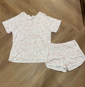 Pijama Adulto Feminino Curto Rosa