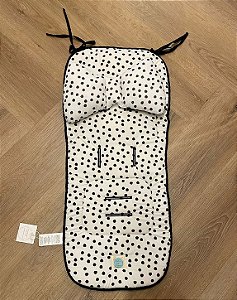 Protetor de Carrinho II Viés + Almofada - Branco com Bolinhas Pretas