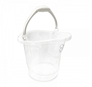 Balde para Roupa de Bebê Transparente com Branco