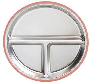 Prato Infantil Buba Aço Inox Divisórias Silicone Ventosa Rosa