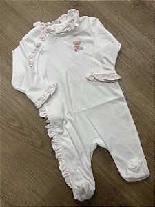 Macacão Pima com Botão - Urso Rosa