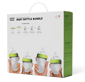 Kit de Mamadeira Comotomo - 7 Peças Verde