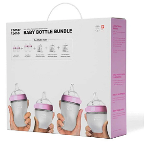 Kit de Mamadeira Comotomo - 7 Peças Rosa