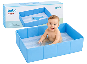 Banheira Portátil Bebê Dobrável Buba Splash Azul Compacta