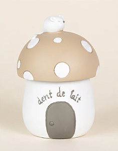 PORTA DENTE COGUMELO DE CERAMICA BEGE