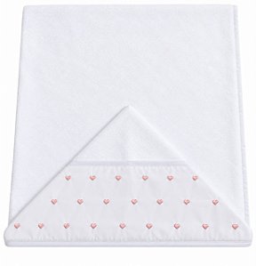 Toalha de Banho com Capuz Kids Bordado Coração Rosa