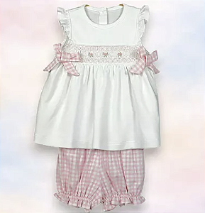Vestido Ponto Smock Xadrez M ( 6-9 Meses)