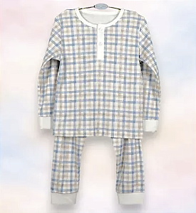 Pijama de Algodão Pima Calça Comprida e Manga Longa Xadrez