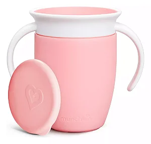 Copo 360 com Alça e Tampa Rosa 207 ml - Munchkin