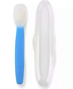 Colher em Silicone com Estojo Azul - Nuby