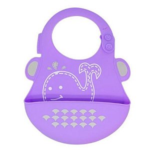 Babador em Silicone Baleia Lilas - Marcus & Marcus