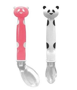 Kit de Colher Panda em Silicone Rosa - Buba