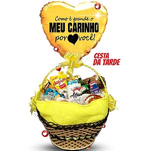 Cesta Lanche da Tarde  40 Itens + Cartão + Balão + Entrega