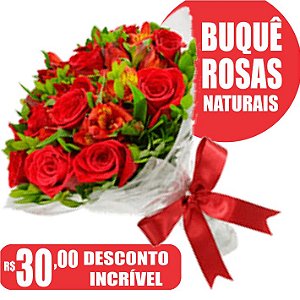 Buquê com 6 Rosas Naturais