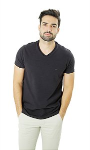 Camiseta cotton blend gola V fahalo preta