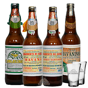 COMBO CACHAÇAS HAVANA + ANISIO + CANARINHA + HAVANINHA + 2 COPOS BRINDE