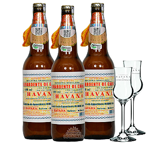 COMBO 3 CACHAÇAS HAVANA + 2 TAÇAS BRINDE