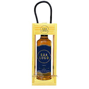 KIT CACHAÇA PERSONALIZADA LOGO COM SUPORTE DE MADEIRA