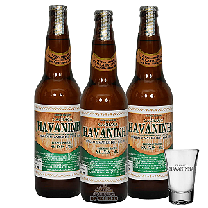 COMBO 3 GARRAFAS CACHAÇA HAVANINHA + 1 COPO BRINDE