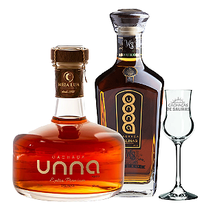 KIT CACHAÇA UNNA PORTO + UNNA BLEND OURO + 1 TAÇA EXCLUSIVA