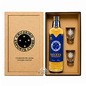 Kit Cachaça Seleta Cruzeiro + 2 Copos + Caixa