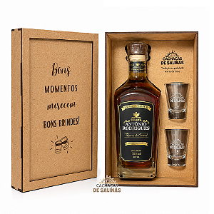 Kit Cachaça Antonio Rodrigues + 2 Copos + Caixa Especial