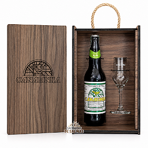 KIT CACHAÇA CANARINHA CAIXA PREMIUM + TAÇA EXCLUSIVA