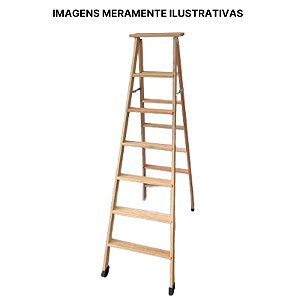 Escada de Madeira Americana 12 Degraus 3,00m Profissional Elite Escadas