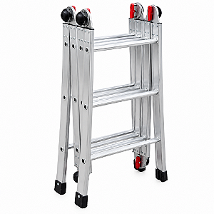 Escada Articulada Multifuncional 4x3 12 Degraus em Alumínio Alulev