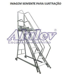 Escada Plataforma Trepadeira Alumínio 1,61m 6 Degraus + Plataforma Alulev