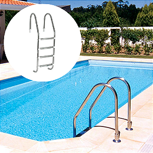 Escada Para Piscina Inox com 4 Degraus Aqualine