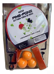 Kit Ping Pong C/ 2 Raq 3 Bolas 1 Rede+Suporte