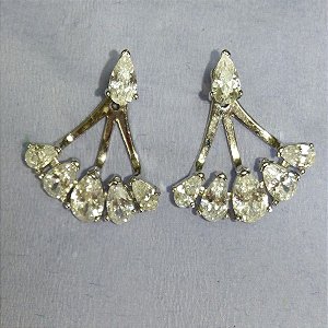 Brinco de Prata ear jacket  gotas em zircônia - IRRESISTÍVEL !!! FICA LINDO !!!